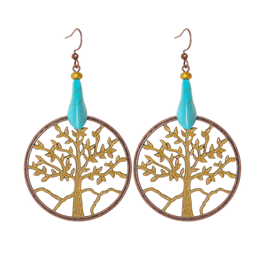 Wholesale Bohemian Hollow Tassel Earrings Zinc Alloy Stylish Boutique Jewelry Accessory