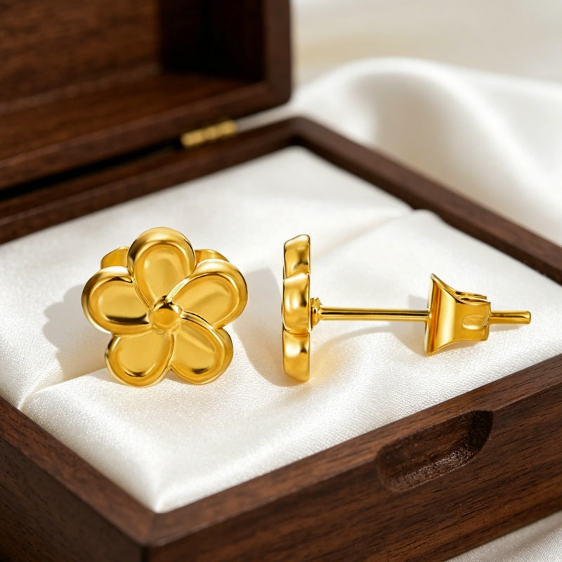 Wholesale 304 Stainless Steel Vacuum Plated Flower Earrings Fashion Jewelry Accessory for Women