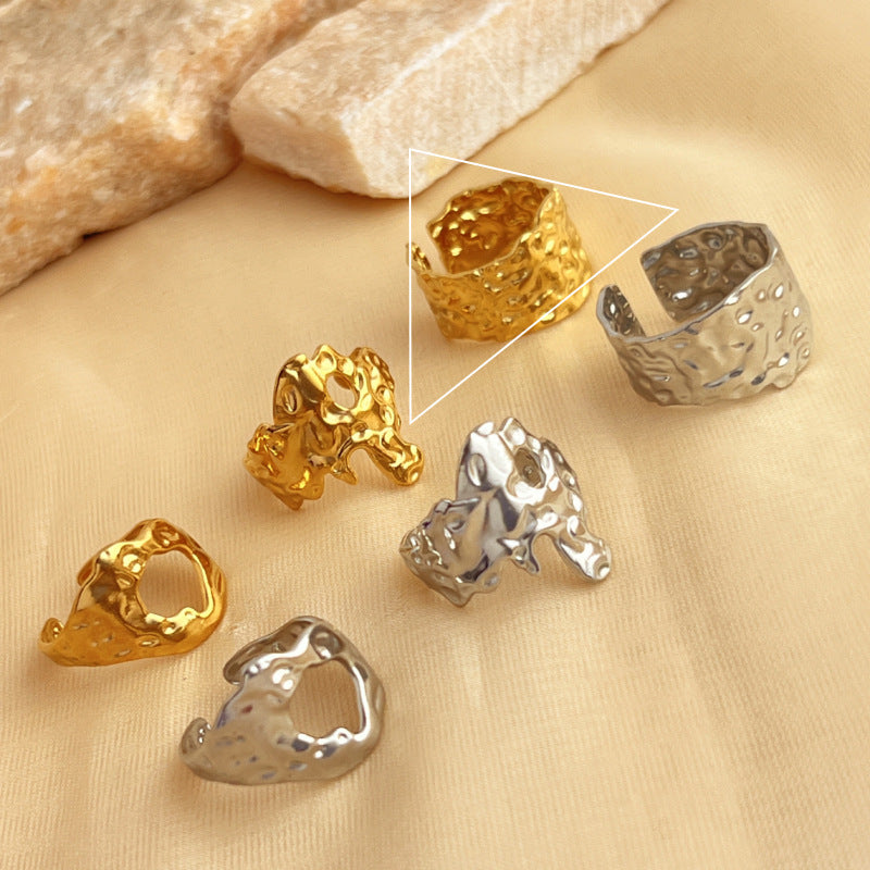 Wholesale Geometric Wide Face Stainless Steel Ring