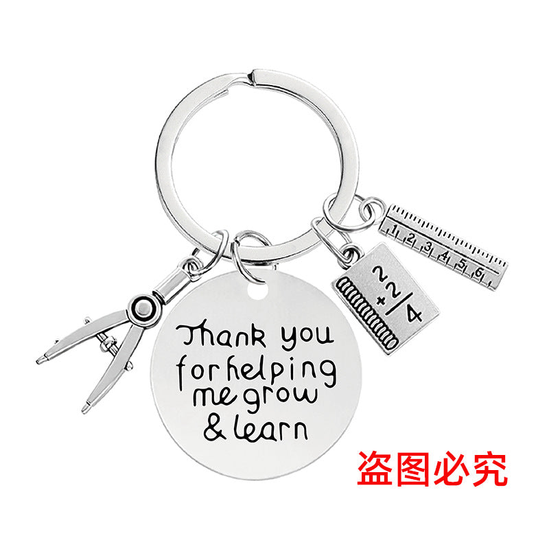 Wholesale Thanksgiving Teacher Compasses Ruler Metal Keychain Holiday Gift ACC-KC-Ganggu018