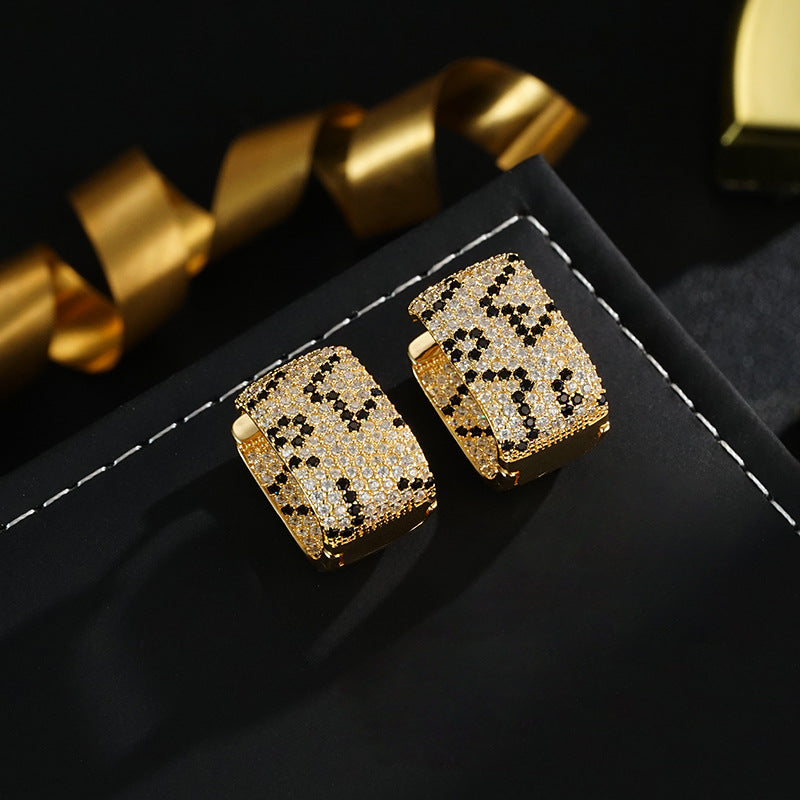 Wholesale light luxury leopard print ear buckle earrings