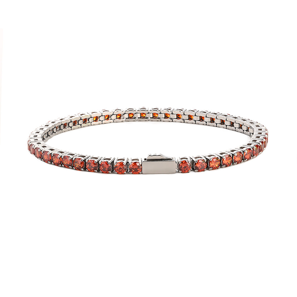 Wholesale Euro-American Hip-Hop Style Stainless Steel Cuban Chain with Red Zircon