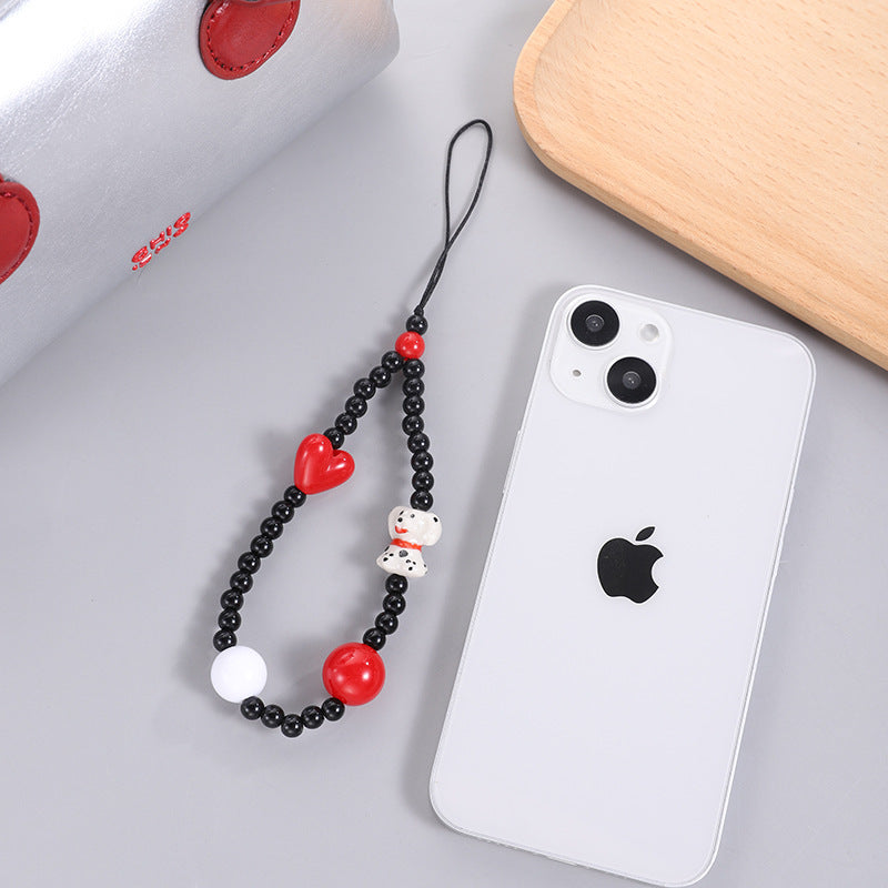 Wholesale Glass Dalmatian Chain Beaded Colorful Acrylic Bead Keychain