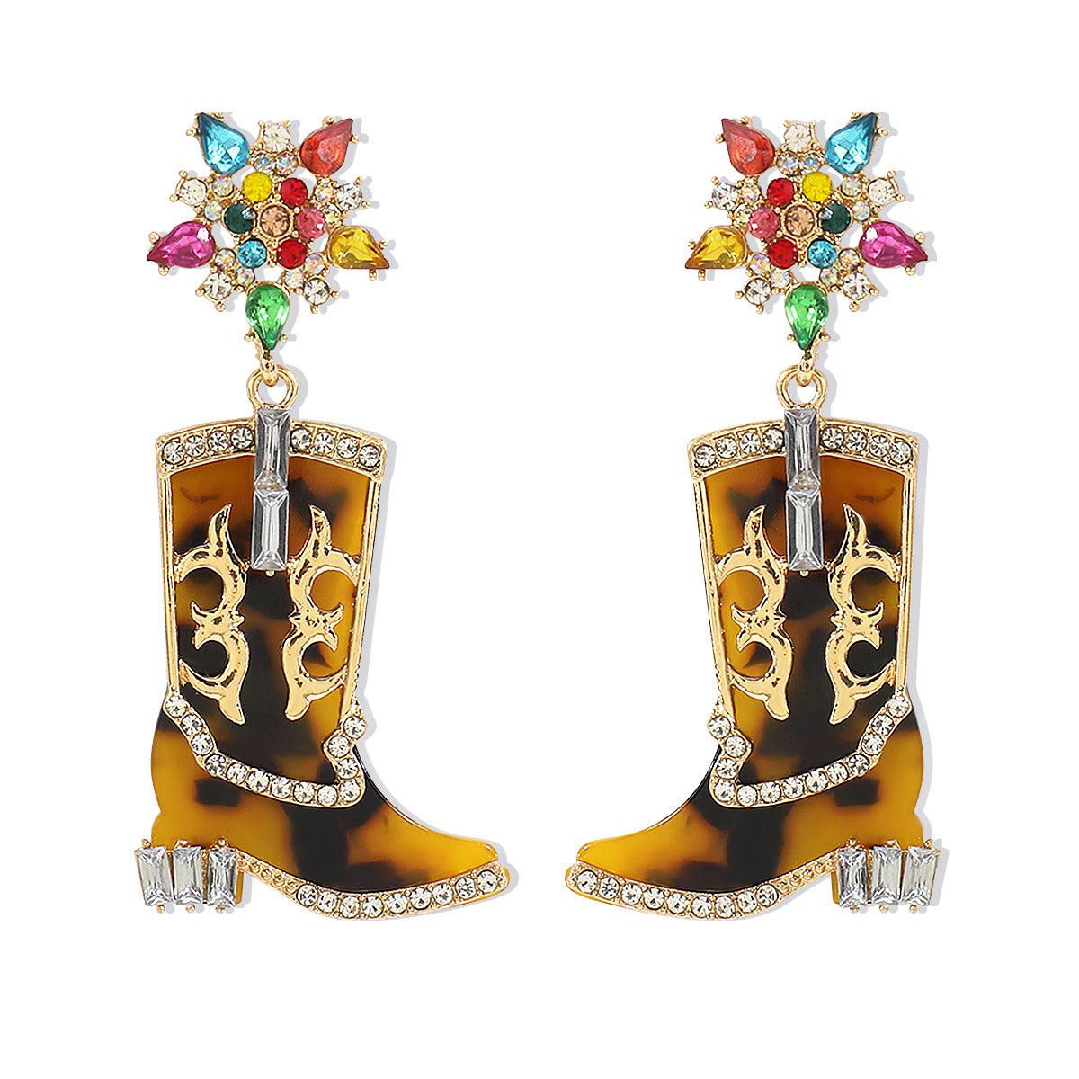 Wholesale Western Cowboy Style Boots Diamond Oil Drop Earrings