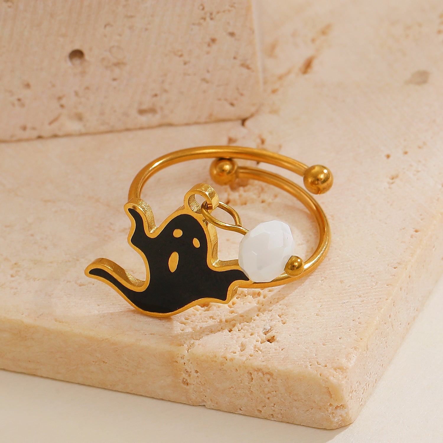 Wholesale  Stainless Steel Open Ring with Ghost Pumpkin Pendant - Jewelry Accessory