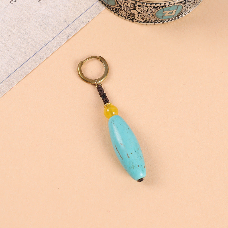 Wholesale Woven Turquoise Ethnic Style Earrings Handmade Vintage Jewelry Accessory Gift