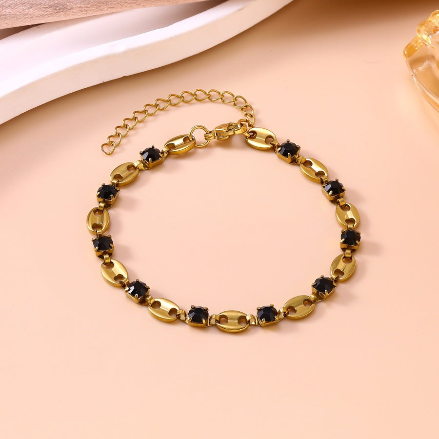 Wholesale Light Luxury Rhinestone Bracelet Stainless Steel Jewelry Accessory for Women