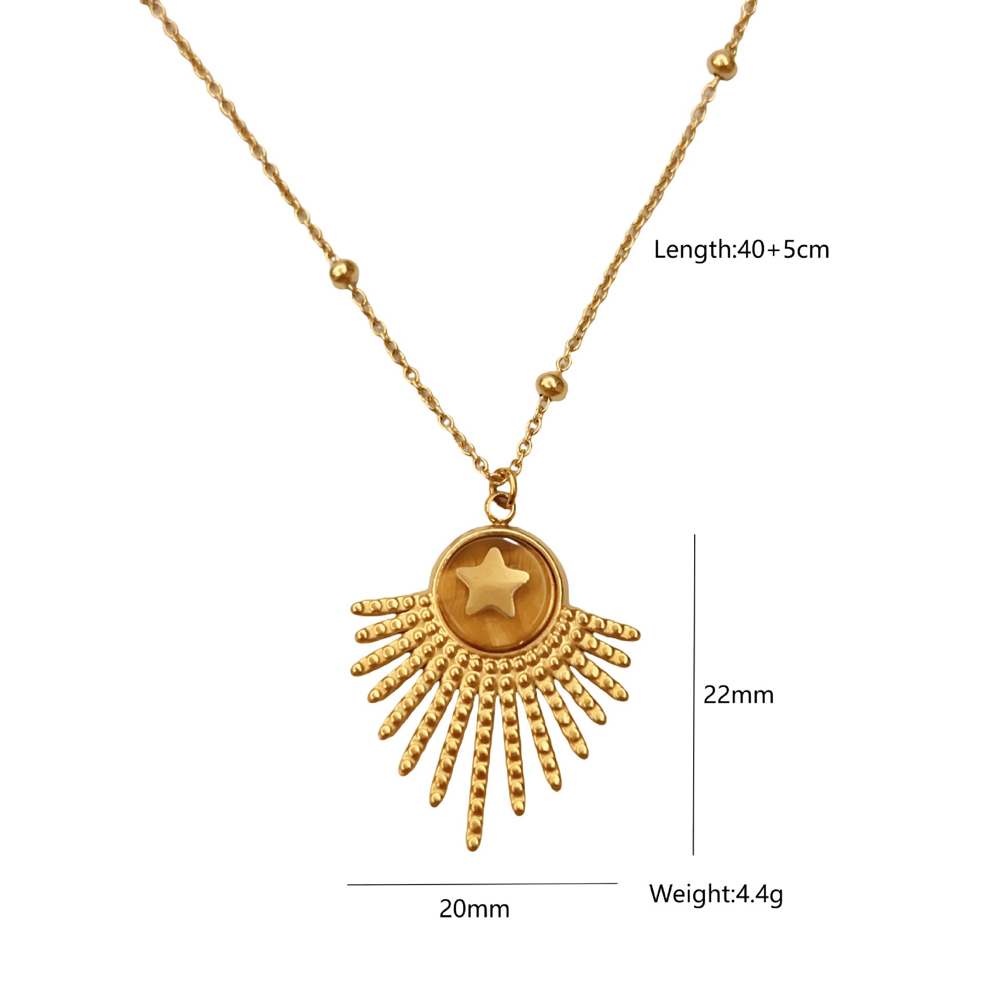 Wholesale Yellow Tiger Stone Star Necklace Agate Pendant Natural Stone Pendant Stainless Steel Jewelry