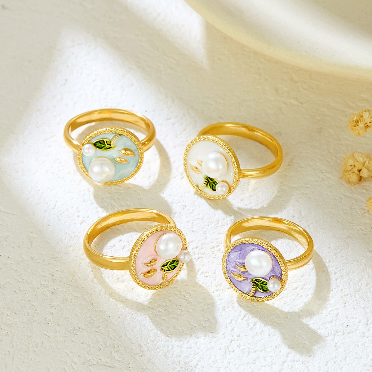 Wholesale 5pcs Personalized Opening Painted Oil Dripping Flower Ring