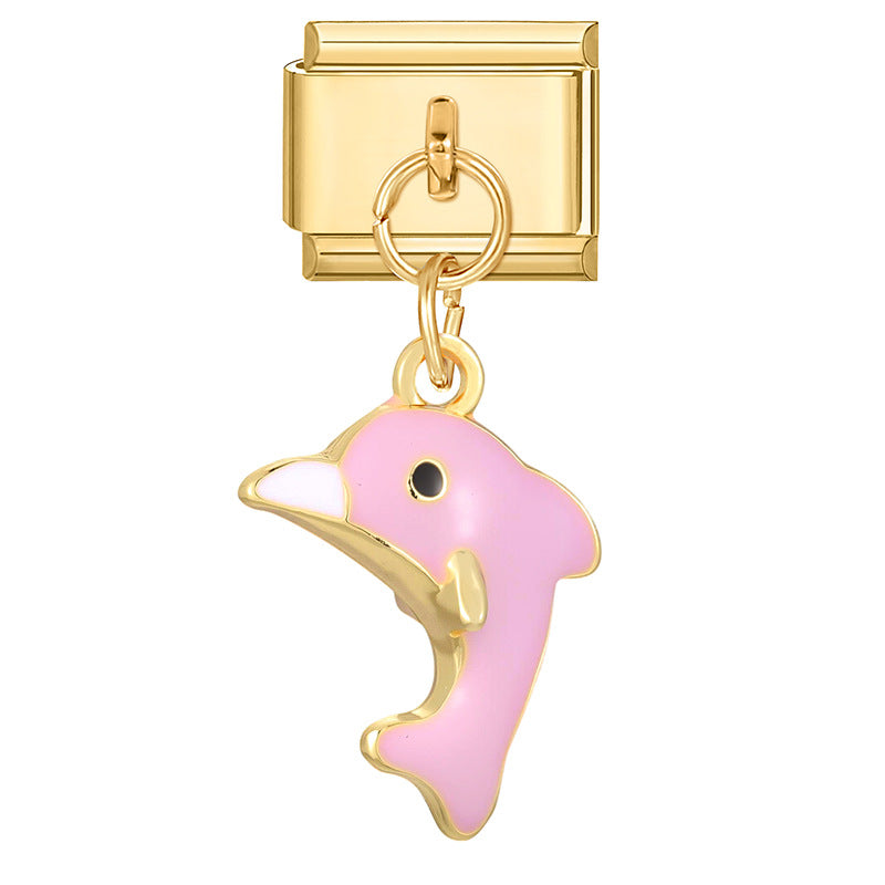 Wholesale 9mm Italian Charm Starter Bracelets DIY Fish and Fruit Pendant Stainless Steel Composable Bracelet