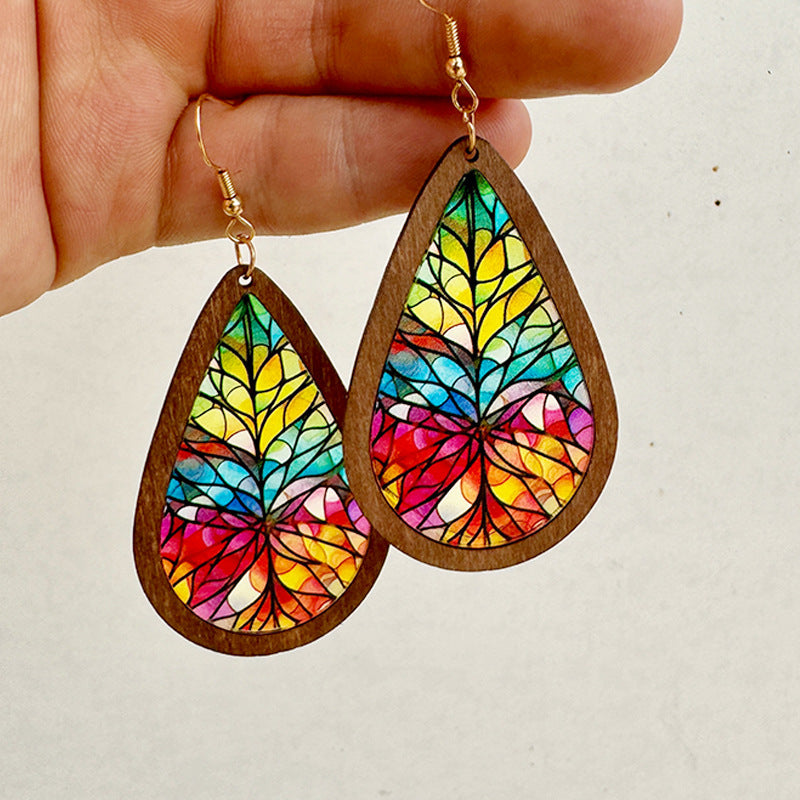 Wholesale Fashion Acrylic Drop Earrings with Church Pattern Print - Jewelry Accessory for Resale
