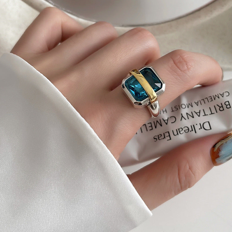 Wholesale Square Sapphire Retro Simple Open Ring Vintage Ring ACC-RS-Wanshen003