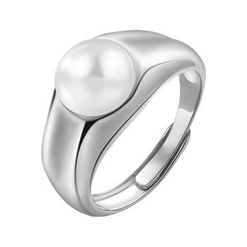Wholesale  S925 Sterling Silver Pearl Ring  Luxury Adjustable  Ring