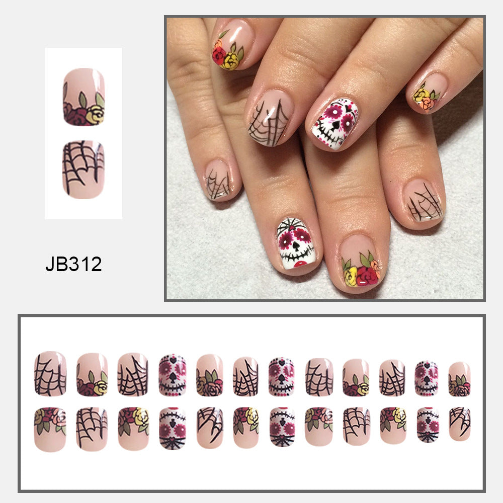 Wholesale 24 Pieces/box Halloween Press-on Nails Kits Nail Stickers ACC-NS-FengLi012