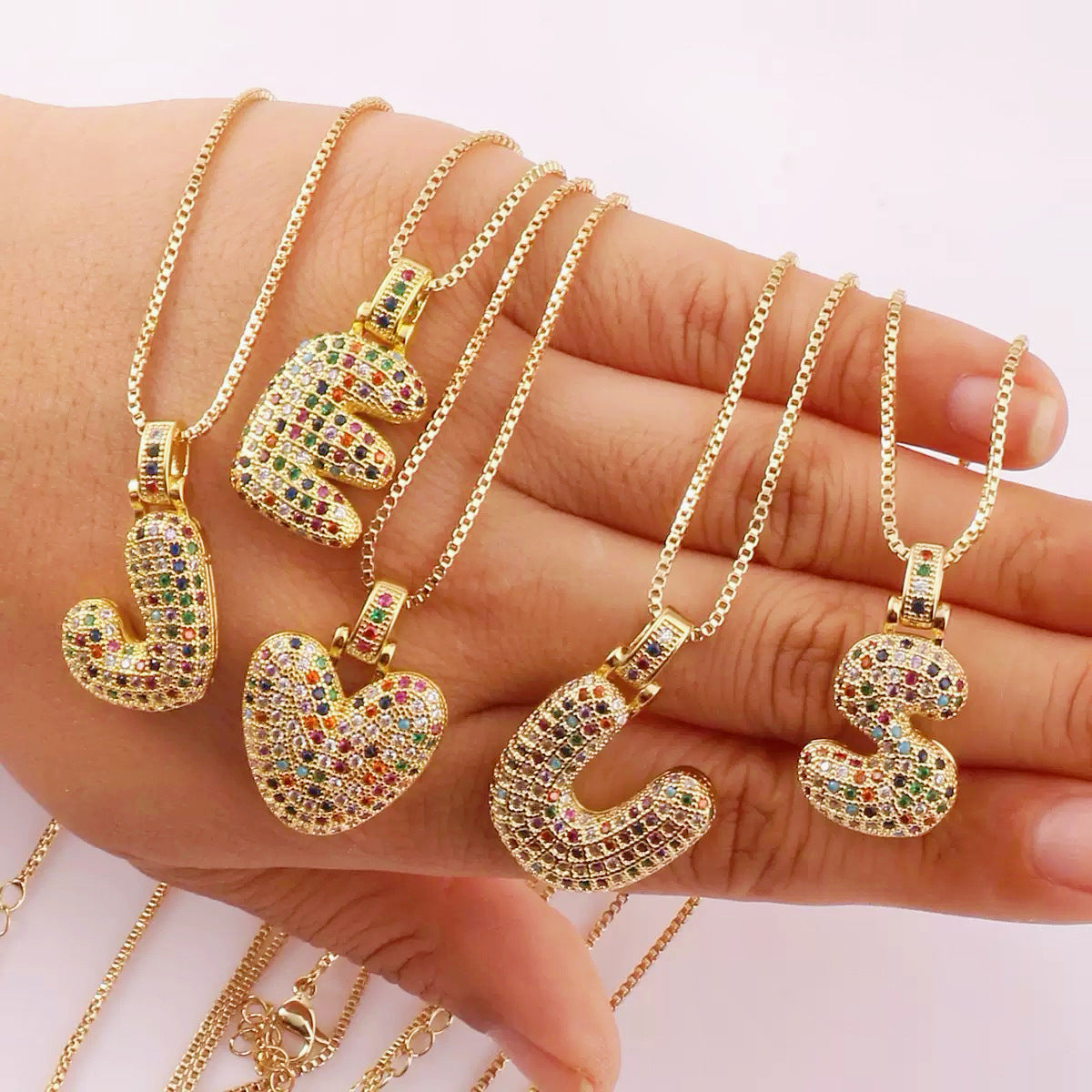 Wholesale Hip-Hop 26 Letter Pendant Set,  Gold Plated Copper Diamond-Set,  Chic Jewelry Gift