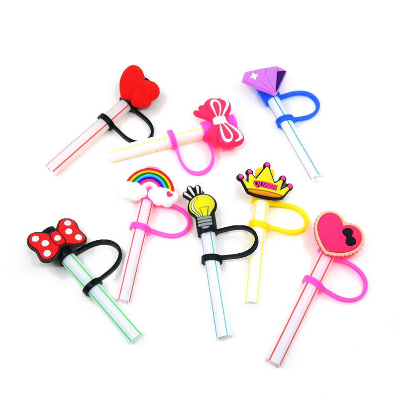 Wholesale 10PCS 7-8mm BOO Creative Silicone Straw Tube Cap Straw Decoration