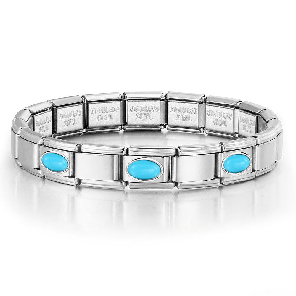 Wholesale Oval Stainless Steel Bracelet Set DIY Italian Module Charm Jewelry Accessory for Boutique Resale