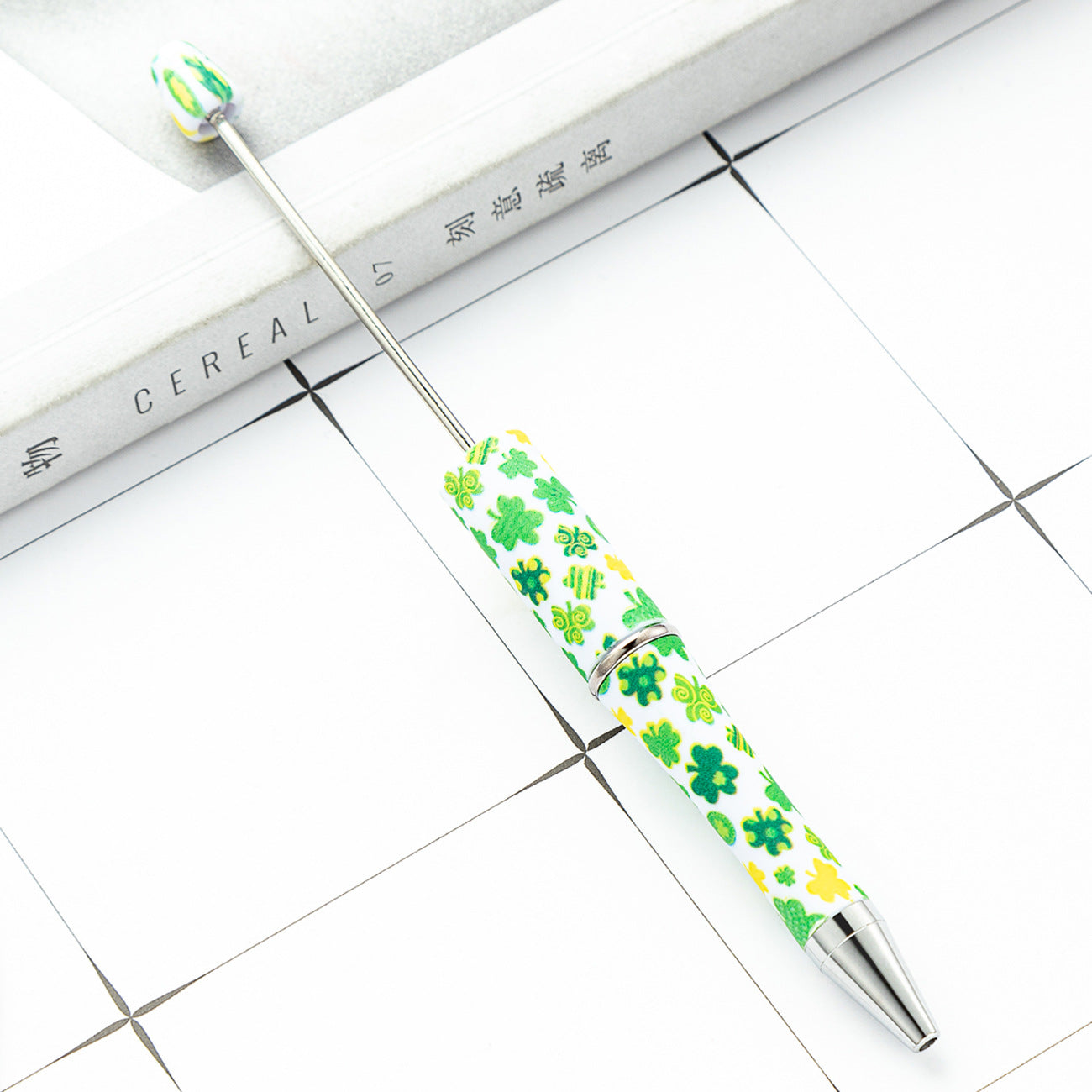 Wholesale Beadable Pens St. Patrick's Day Clover Print DIY Beaded Pens