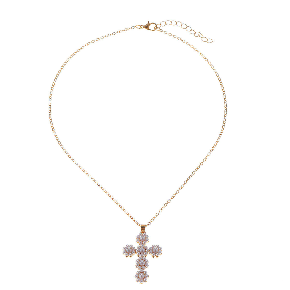 Wholesale Minimalist Cross Pendant Necklace with Rhinestones Zinc Alloy Electroplated Jewelry Accessory for Women Boutique Resale