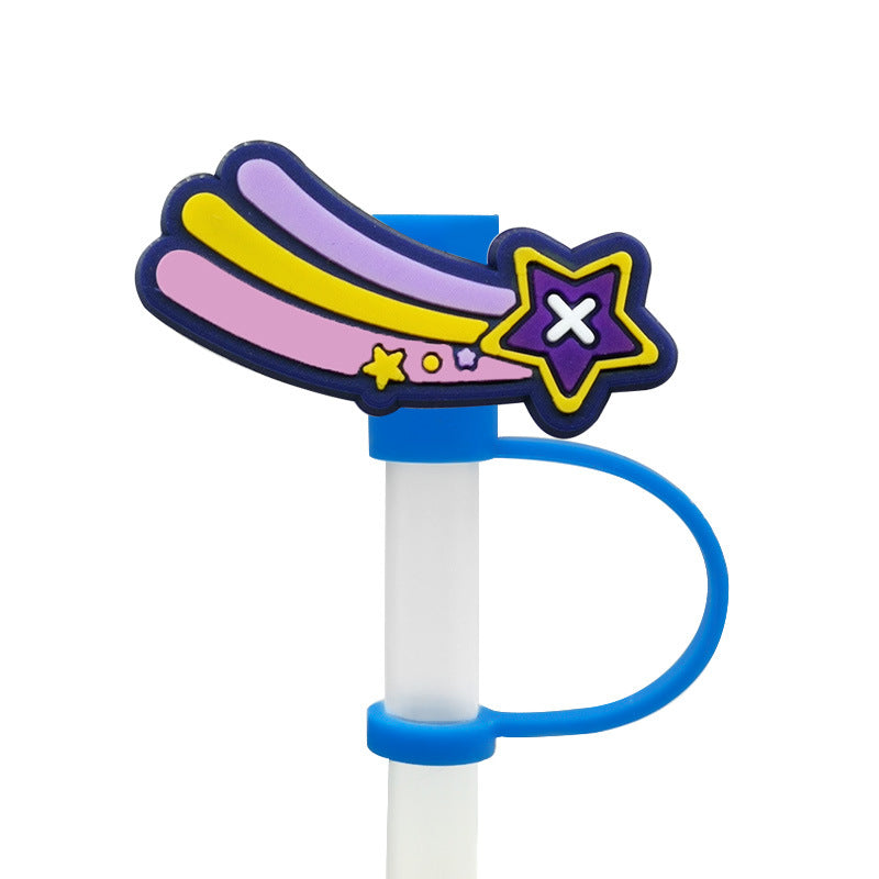 Wholesale 10PCS 7-8mm Space Transportation Vehicles with Silicone Straw Tube Cap Straw Decorations