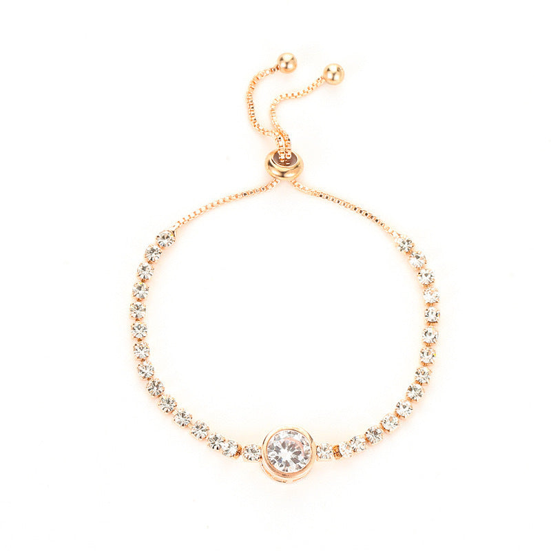 Wholesale Stylish Gold Round Zircon Alloy Bracelet for Women,  Fashion Jewelry Accessory