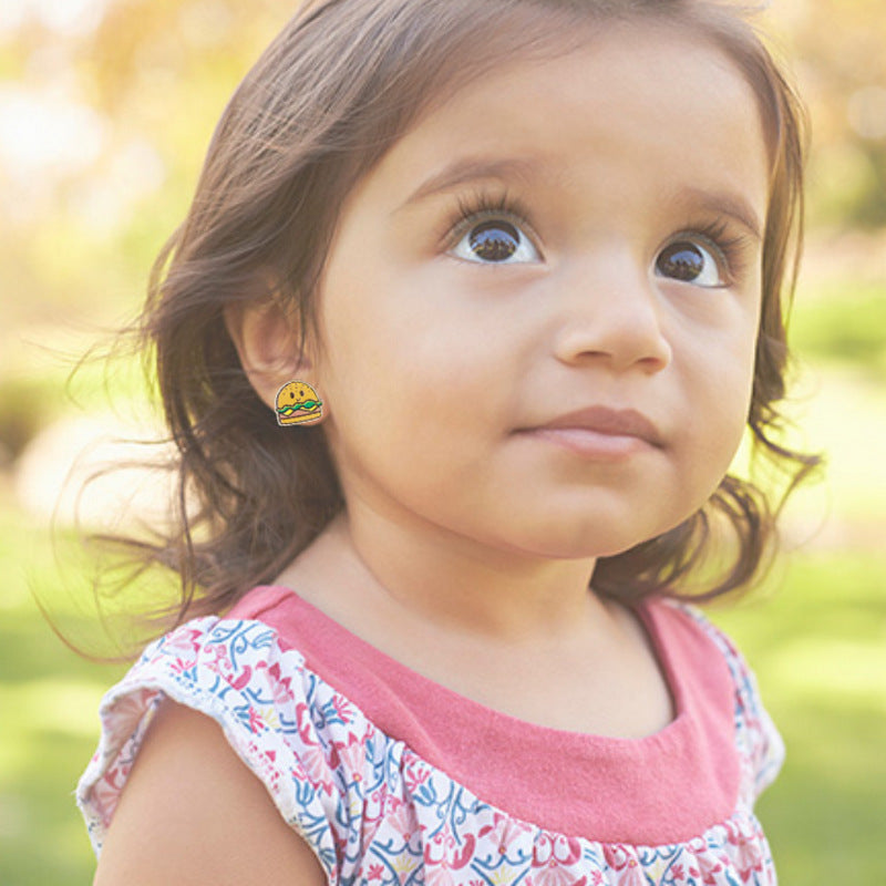 Wholesale Cute Wood Food Cookie  Hamburger Fries Pizza Donut Milk Omelette Earrings