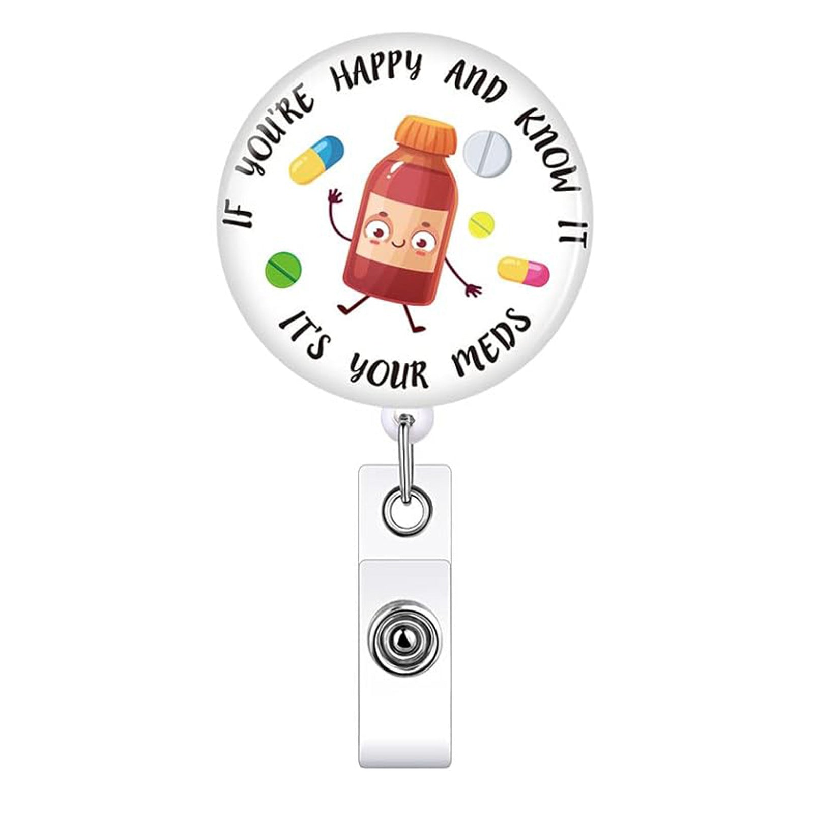 Wholesale Medical Glue Patch Medicine Bottle Pill Retractable Rotating Badge Keychain ACC-KC-QiDing023