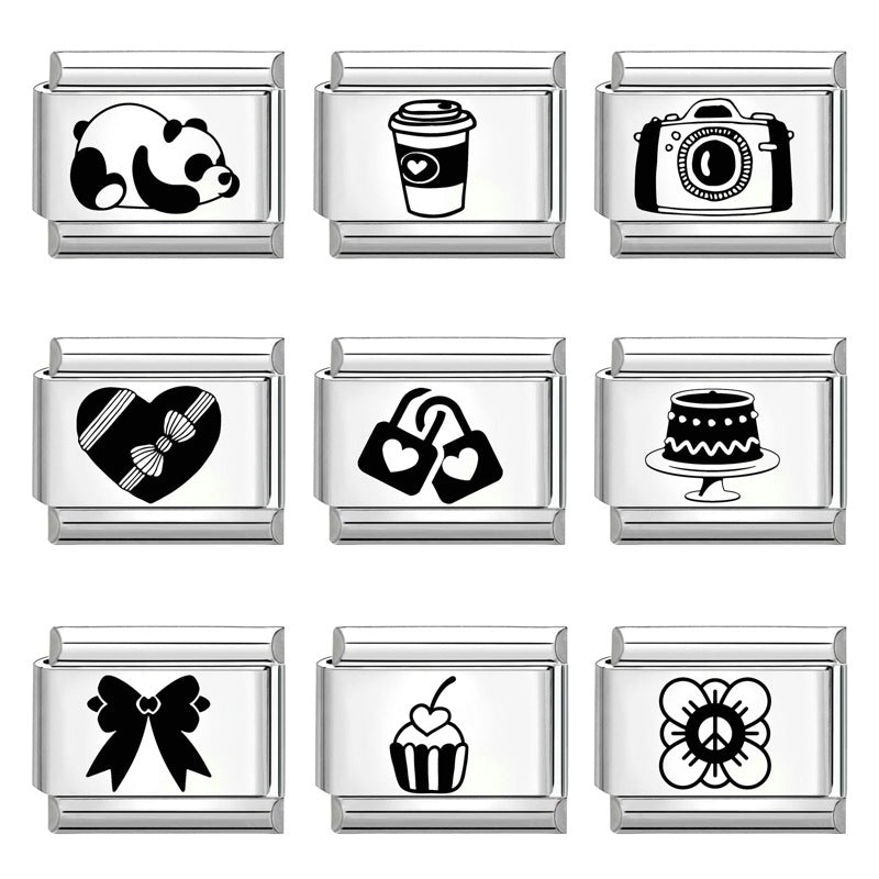 Wholesale Italian modular bracelet 9mm DIY splicing detachable stainless steel cartoon engraving combinable bracelet