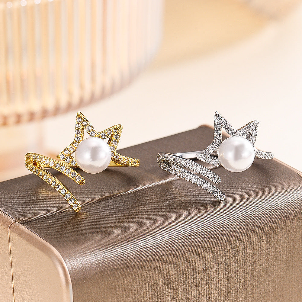 Wholesale Star Shaped Adjustable Zircon Ring Stylish Jewelry Accessory For Women Everyday Wear And Gift Boutique Resale
