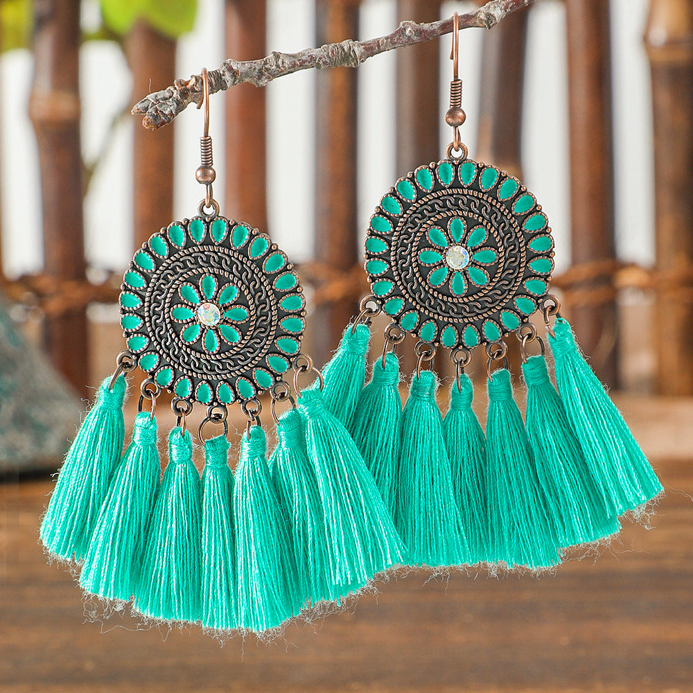 Wholesale Alloy Bohemian Tassel Earrings Trendy Fashion Accessory for Boutique Resale
