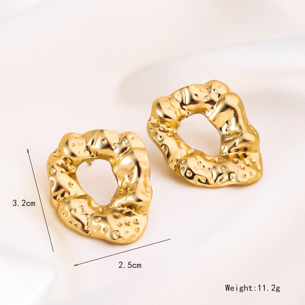 Wholesale Titanium Steel Love Circle Irregular Earrings ACC-ES-RuiX011