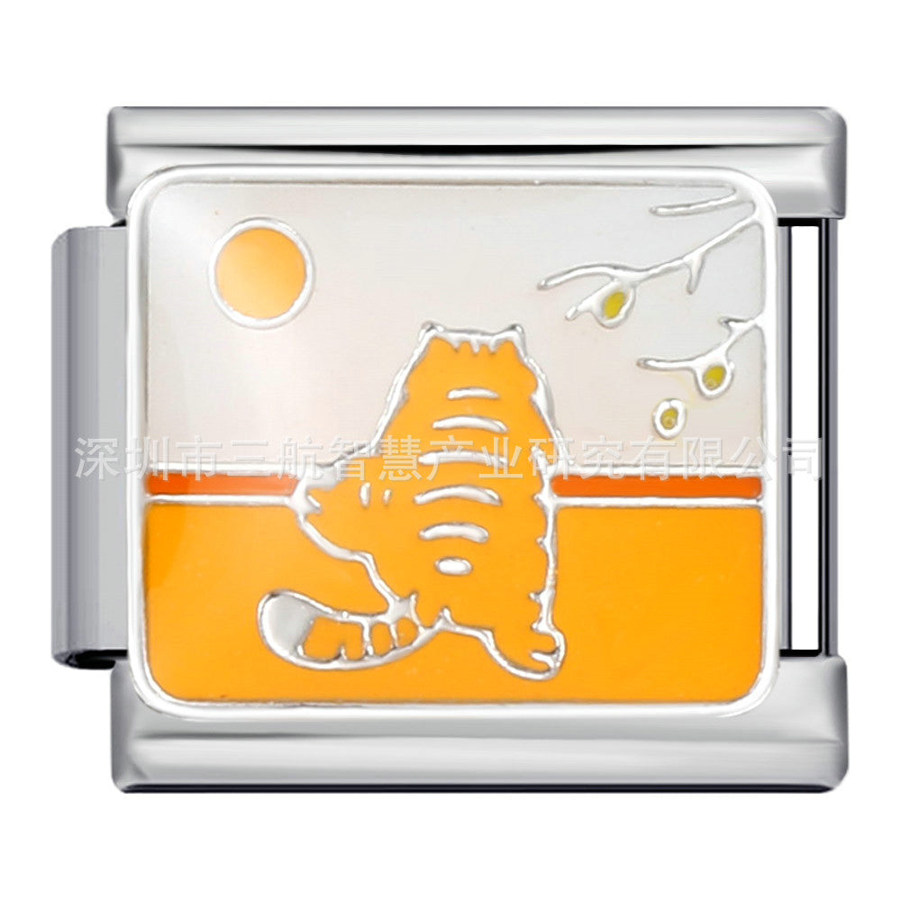 Wholesale 5pcs Italian Charm Bracelet 9mm DIY Splicing Beach Field Sunset Stainless Steel Composable Bracelet