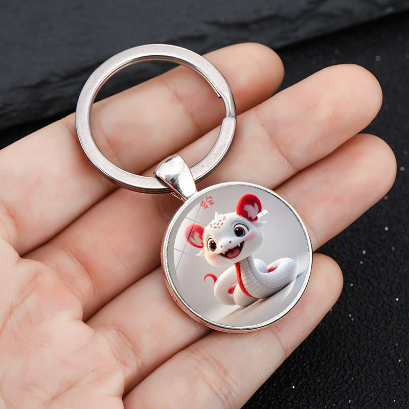 Wholesale Round keychain with zodiac pattern