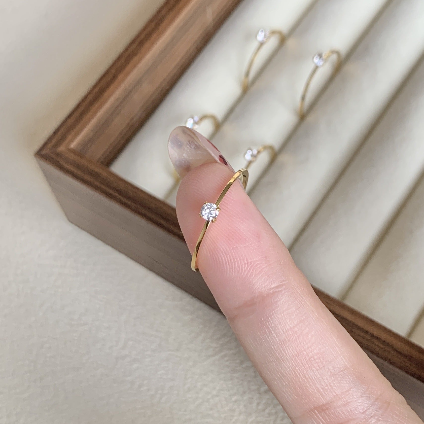 Wholesale Chic Titanium Steel Zircon Stackable Ring Simple Polished Plating Everyday Fashion Accessory