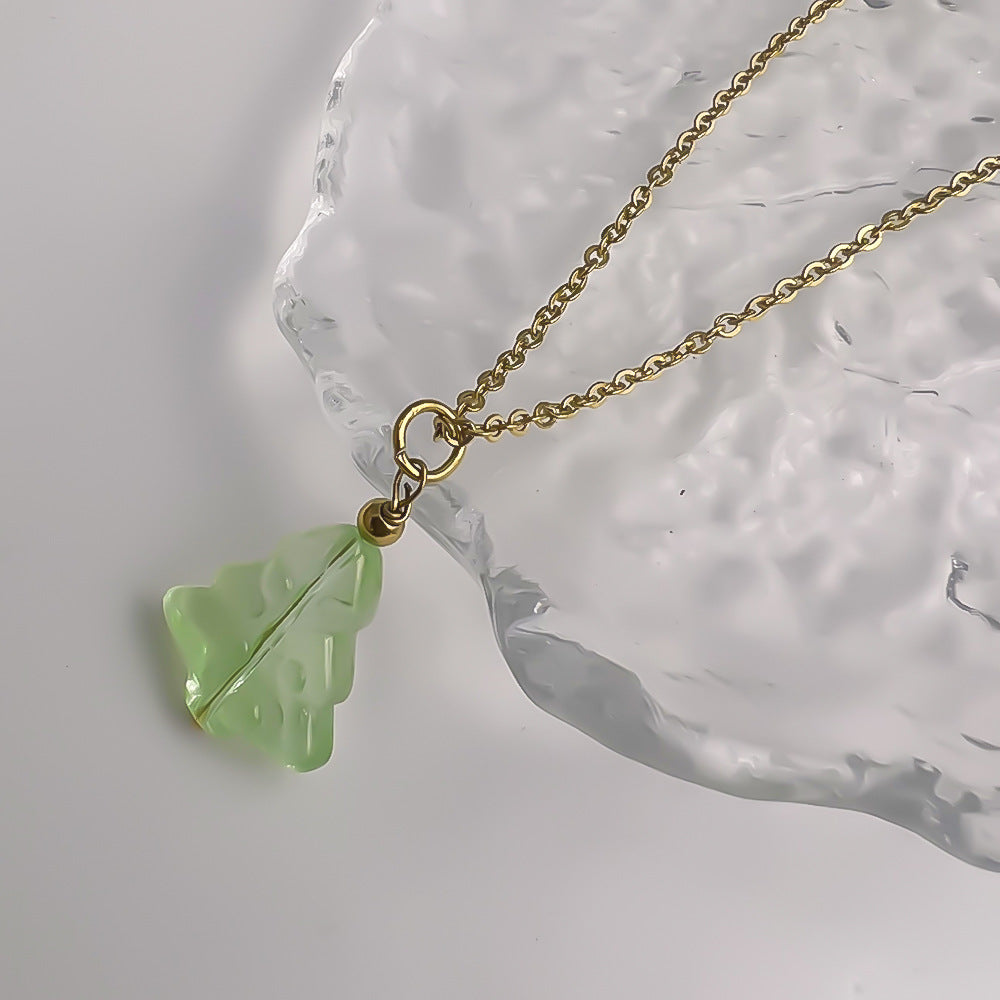 Wholesale Colorful Glass Tree Pendant Stainless Steel Necklaces ACC-NE-Youbi010