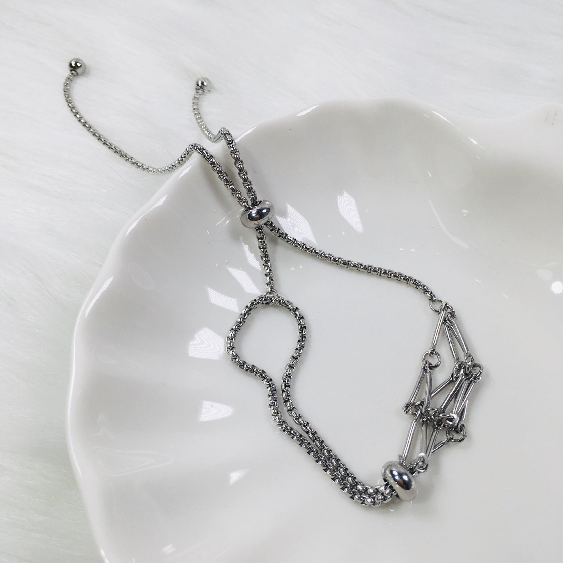 Wholesale Adjustable Replacement Crystal Metal Bamboo Hand Woven Mesh Bracelet ACC-BT-RongGuan002