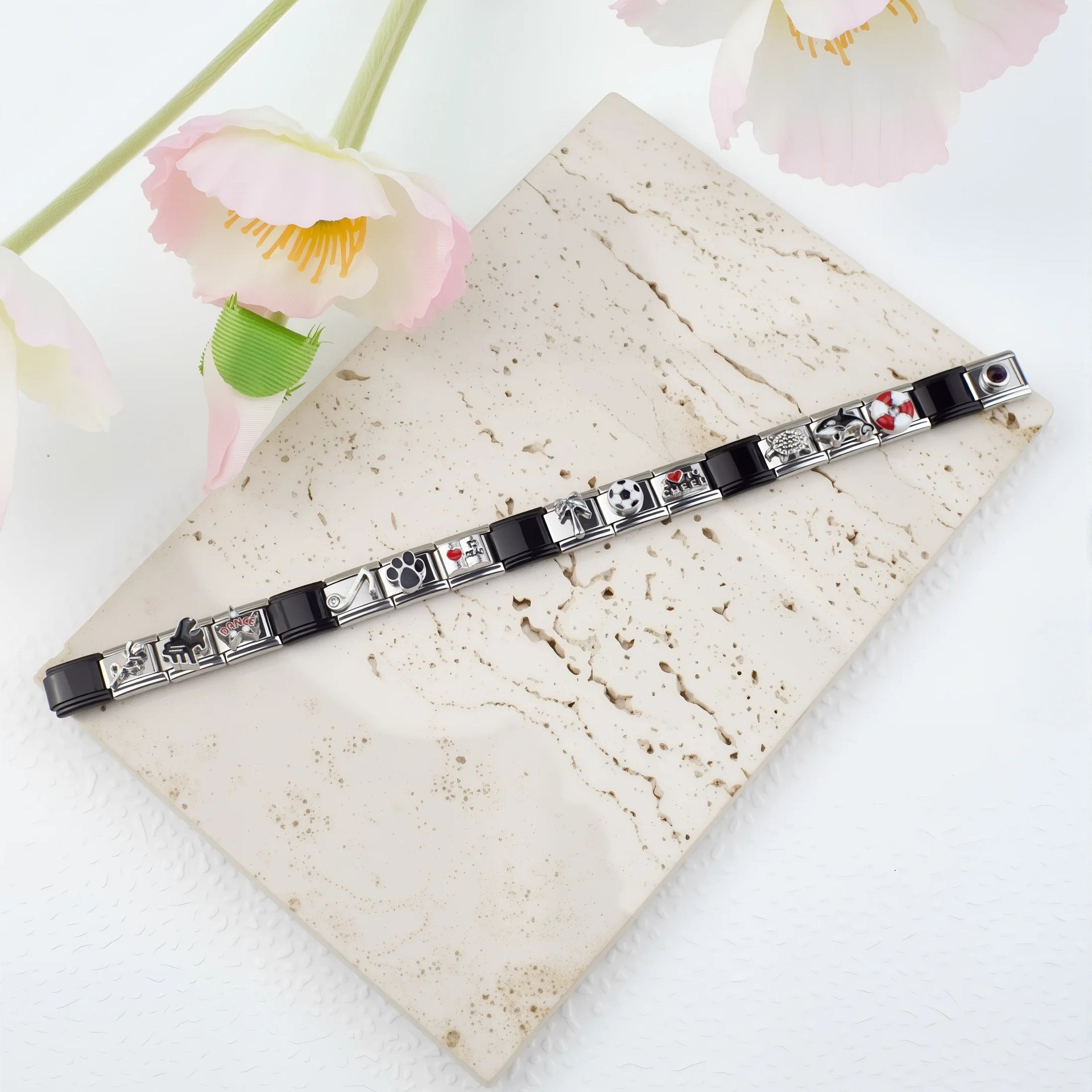 Wholesale Italian Charm Bracelet 9mm DIY Splicing Color Stainless Steel Composable Bracelet