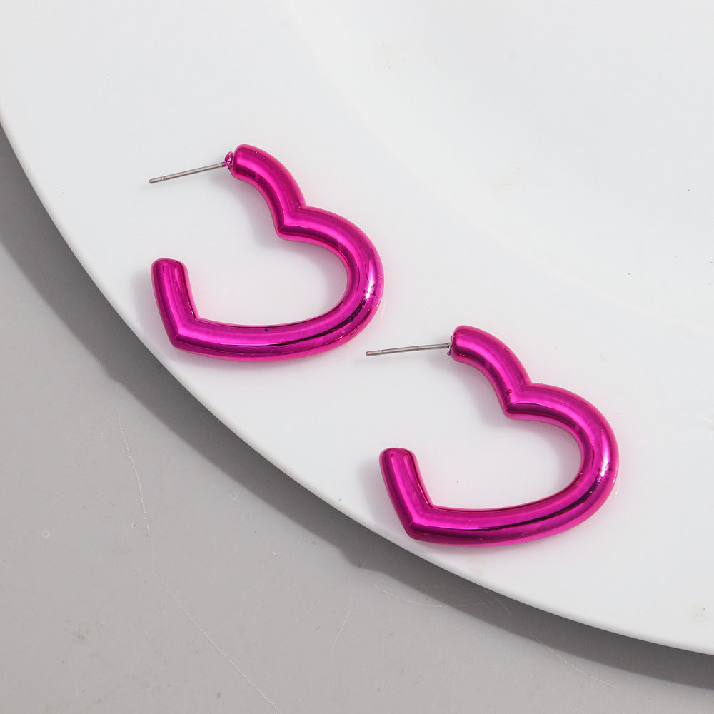 Wholesale Electroplating colorful peach heart acrylic earrings