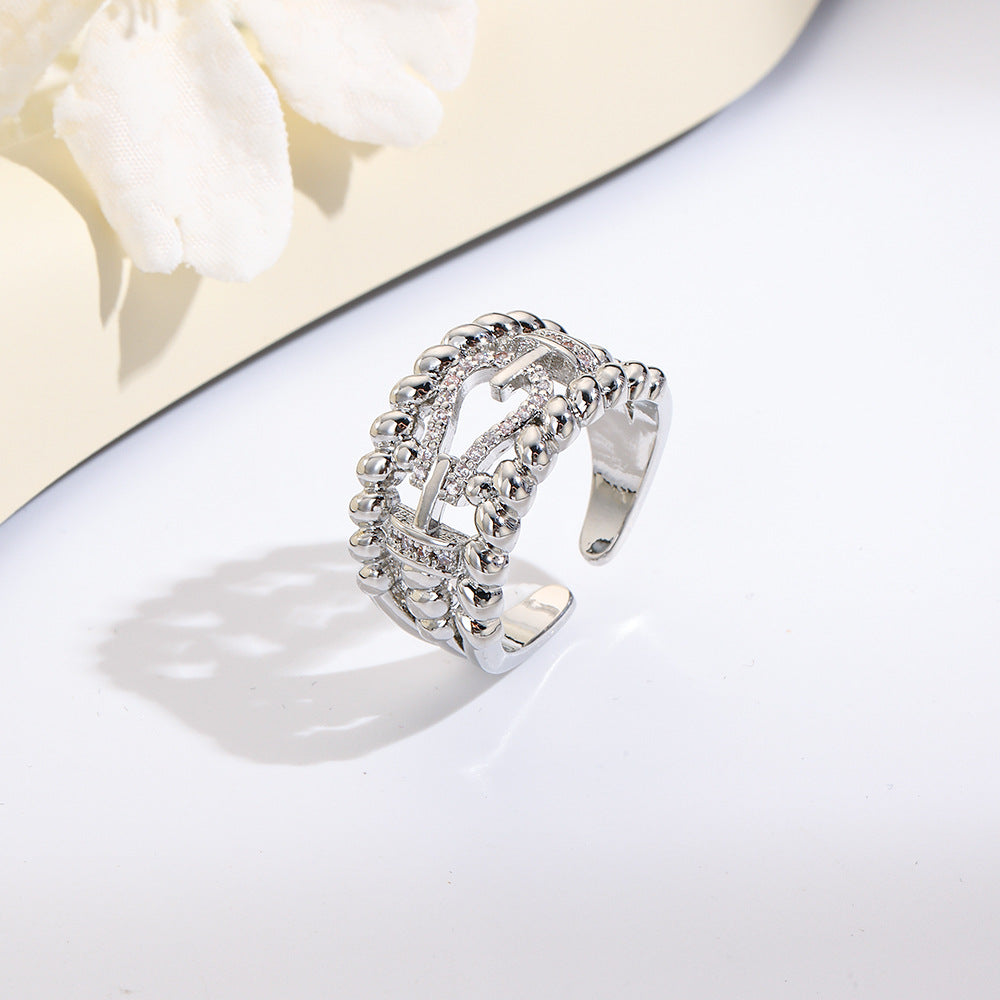 Wholesale Oval rope clasp 18k two-tone plated open ring