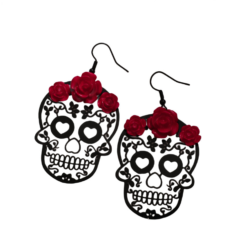 Wholesale Halloween Dark Gothic Rose Hollow Earrings ACC-ES-JunJie013