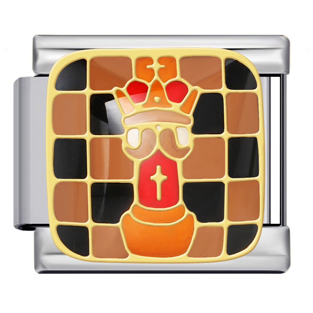 Wholesale 5pcs Italian Charm Bracelet 9mm DIY Splicing Chess Elements Stainless Steel Composable Bracelet