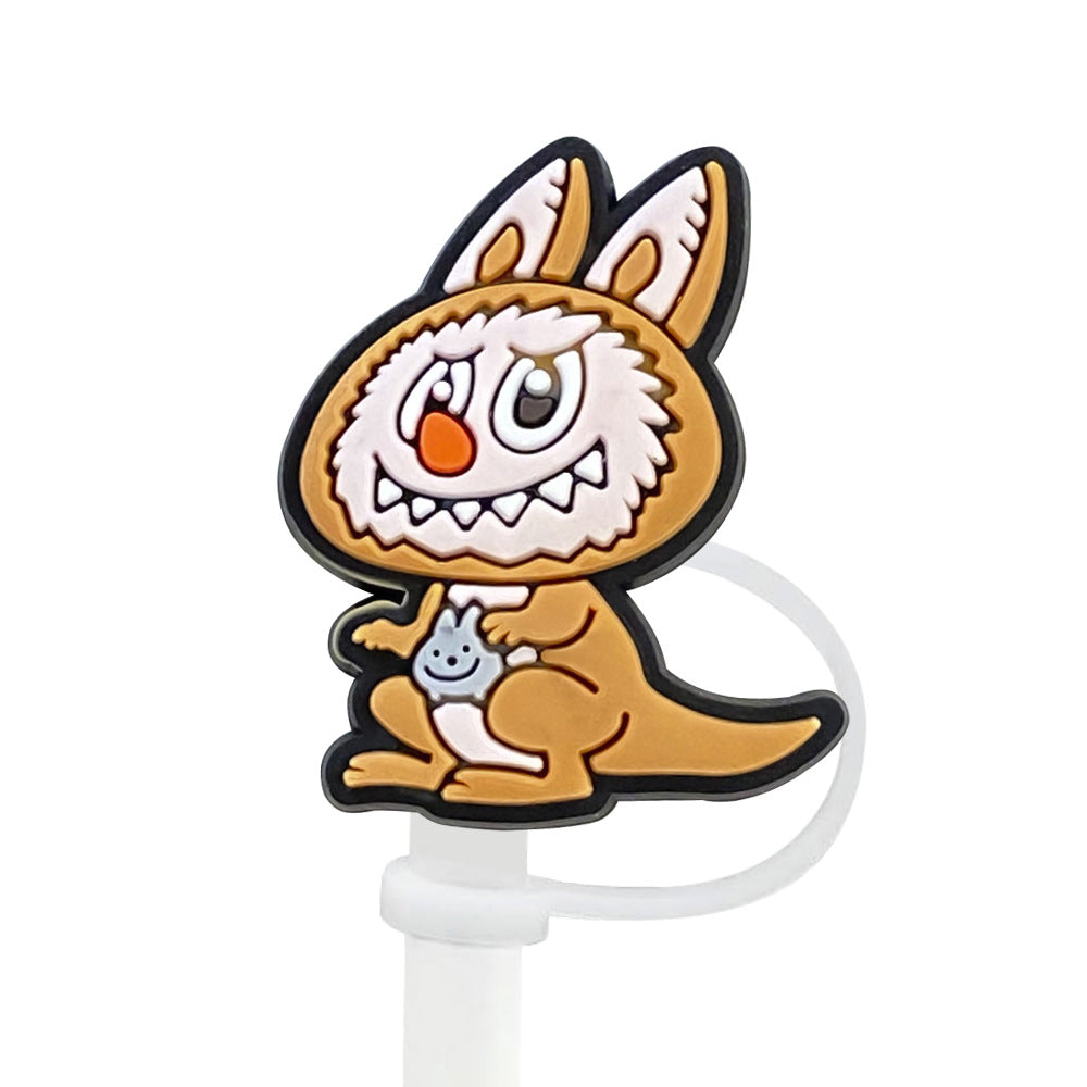 Wholesale Random 100pcs Cute Cartoon 10mm PVC Soft Straw Tube Cap