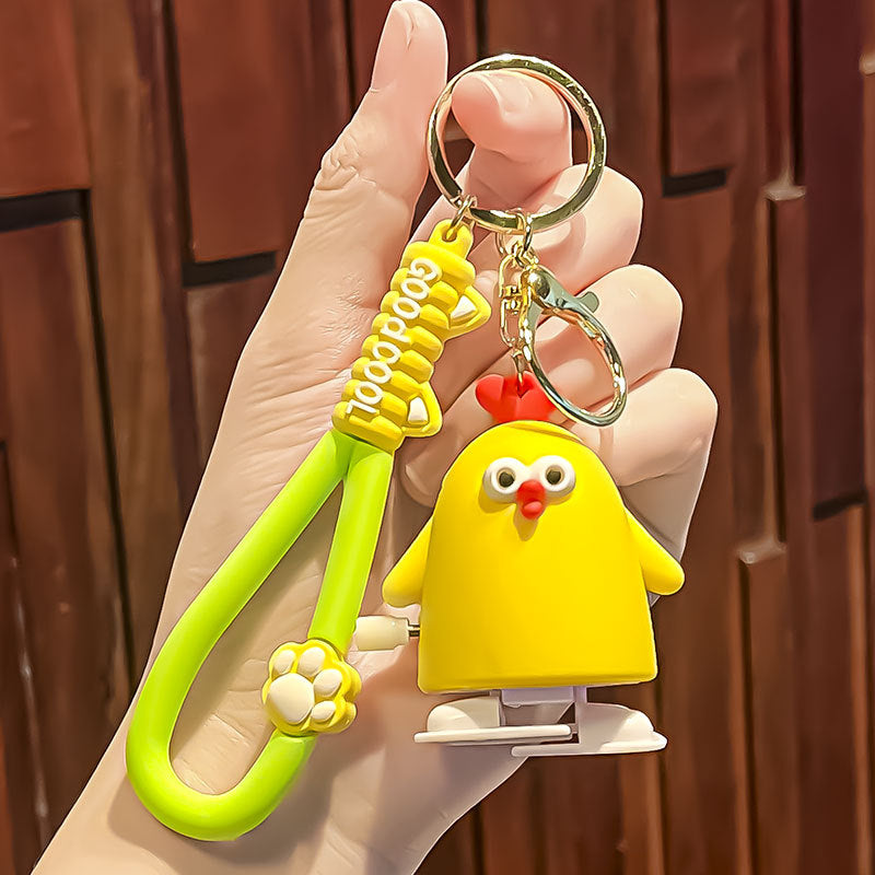 Wholesale Decompression Spring Chicken Plastic Keychain ACC-KC-Zhicheng002