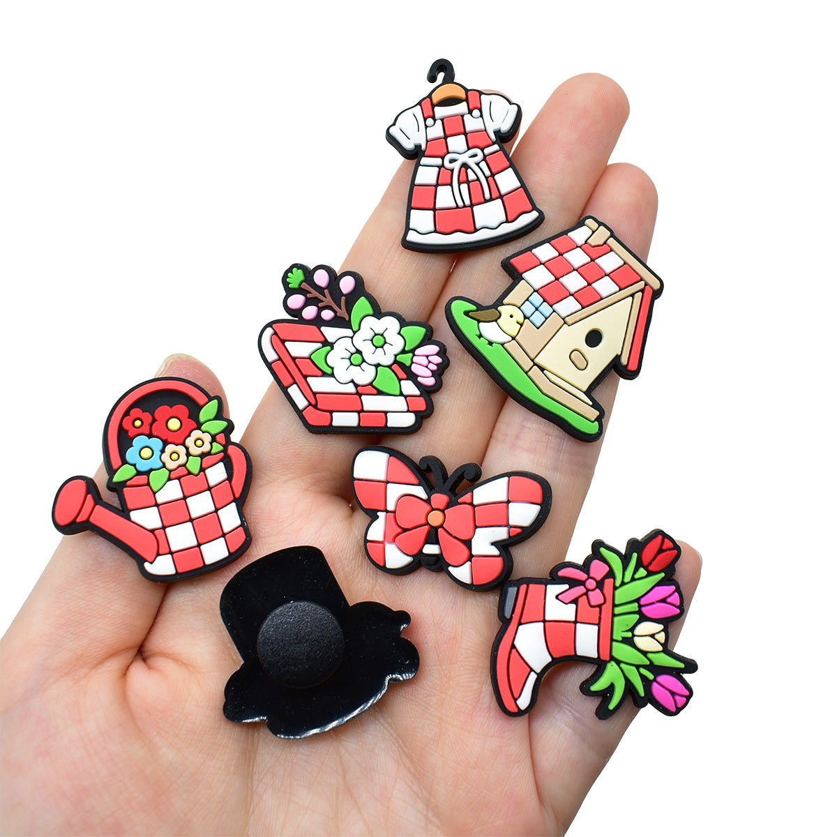 Wholesale Random 100pcs  Spring Picnic Series  PVC Soft Rubber Shoe Buckle Decoration