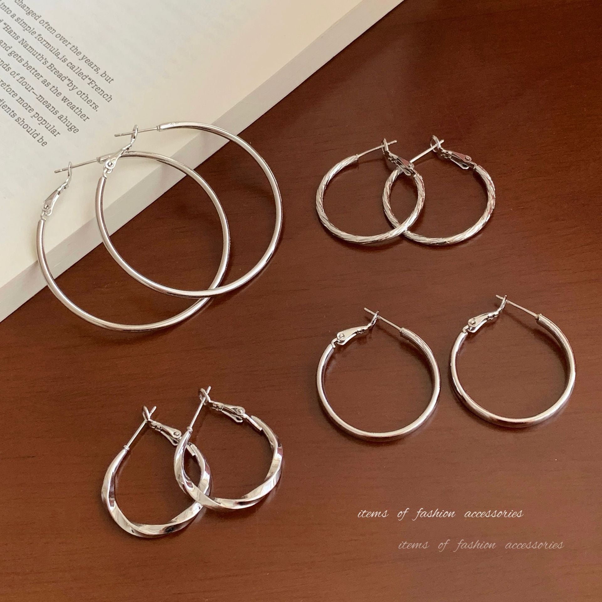 Wholesale Large earrings  suitable silver needle earrings large circle plain earrings