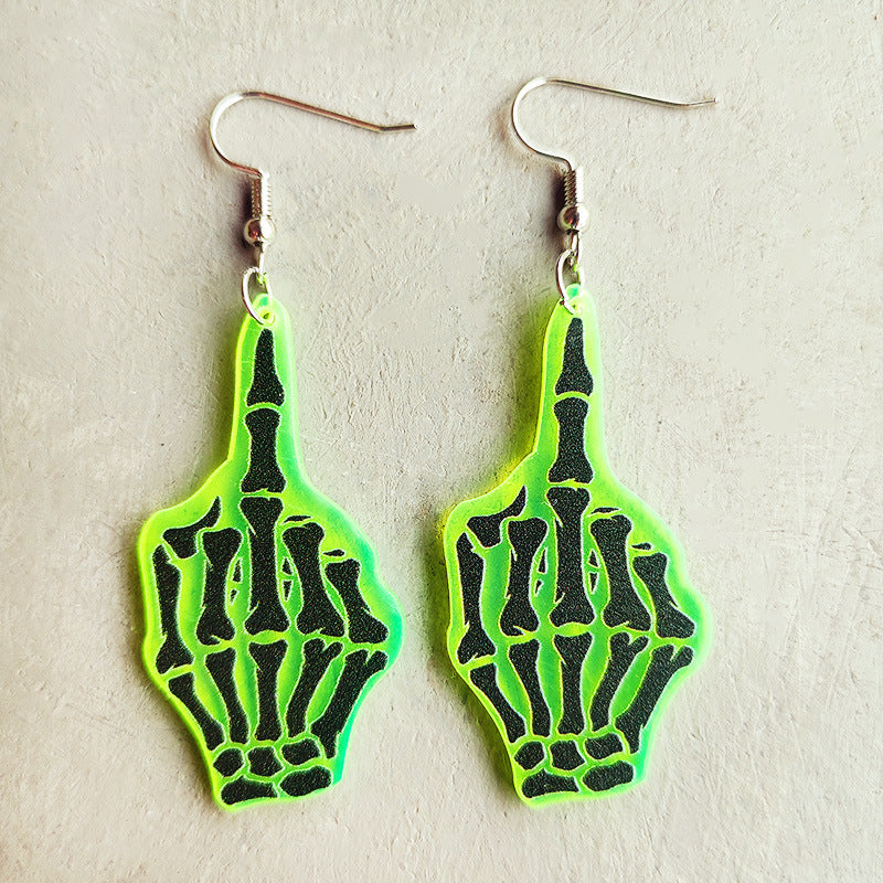 Wholesale 2 Pairs/Pack Halloween Skull Alien UFO Fluorescent Acrylic Earrings ACC-ES-HY168