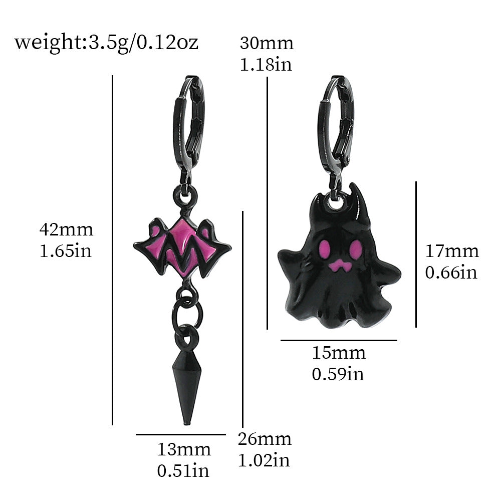 Wholesale Black Ghost Asymmetrical Earrings Rings ACC-ES-YBY001
