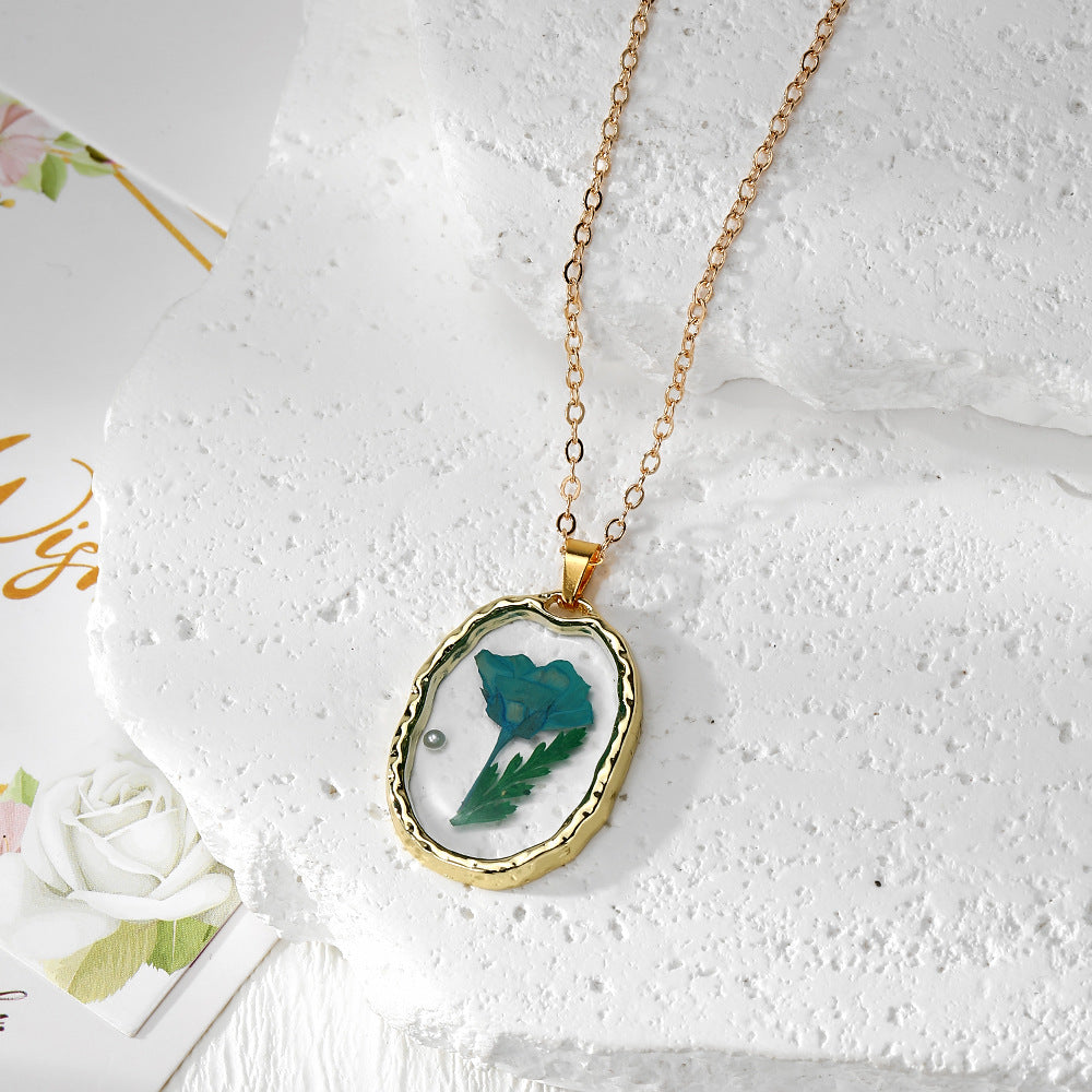 Wholesale Trendy Resin Flower Pendant Necklace with Preserved Flower,  Fashion Jewelry Accessory for Resale