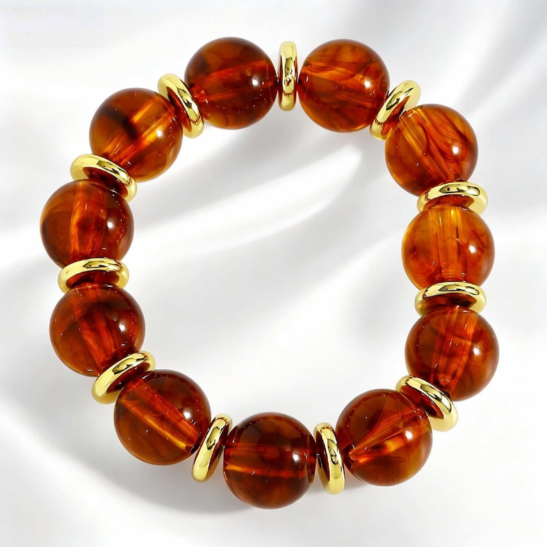 Wholesale Stylish Macaron Marble Resin Cube Bracelet Retro Gold Bead Design Everyday Unisex Jewelry Accessory Gift Resale