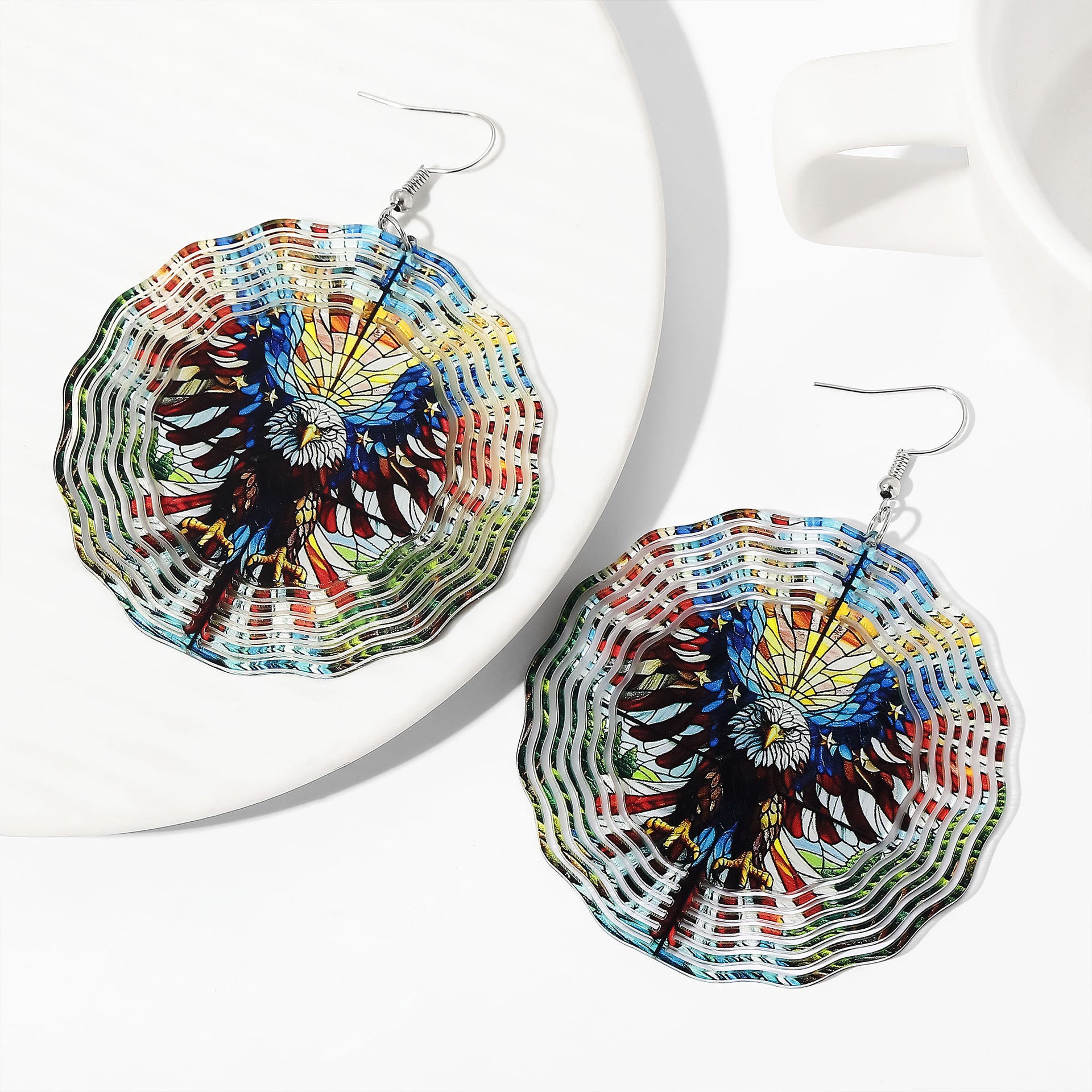 Wholesale  acrylic earrings  personality colorful eagle round large earrings